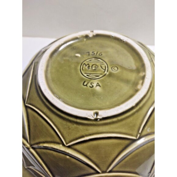 Vintage McCoy Pottery USA Green Basin Bowl & Thanksgiving Turkey Pitcher 1960's - Picture 8 of 14